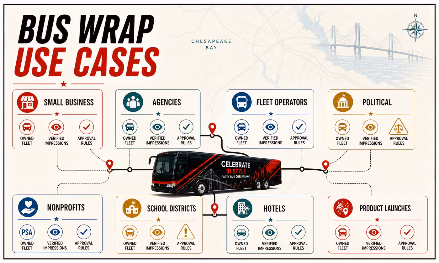 Bus wrap advertising use cases for transit media campaigns fleet branding and event shuttles