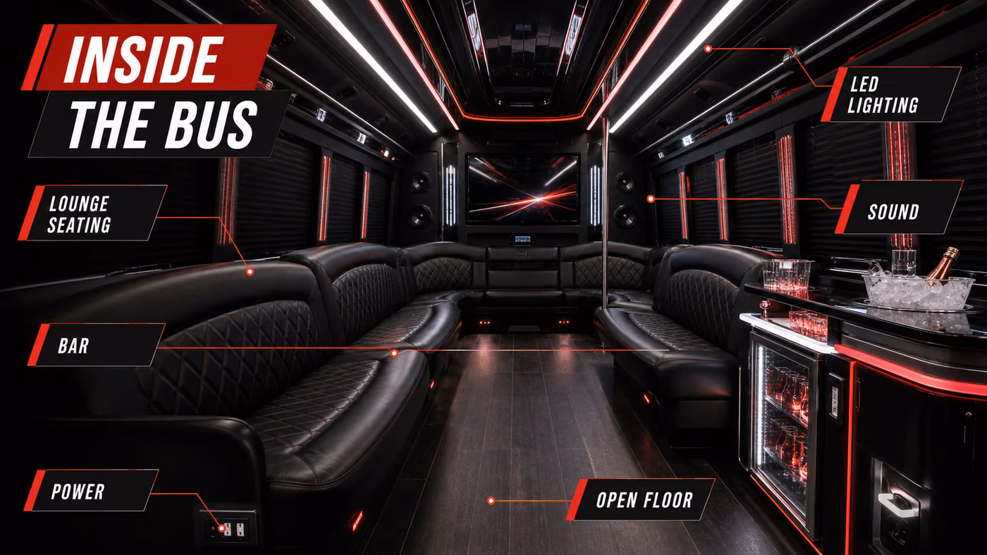 Party bus interior amenities guide