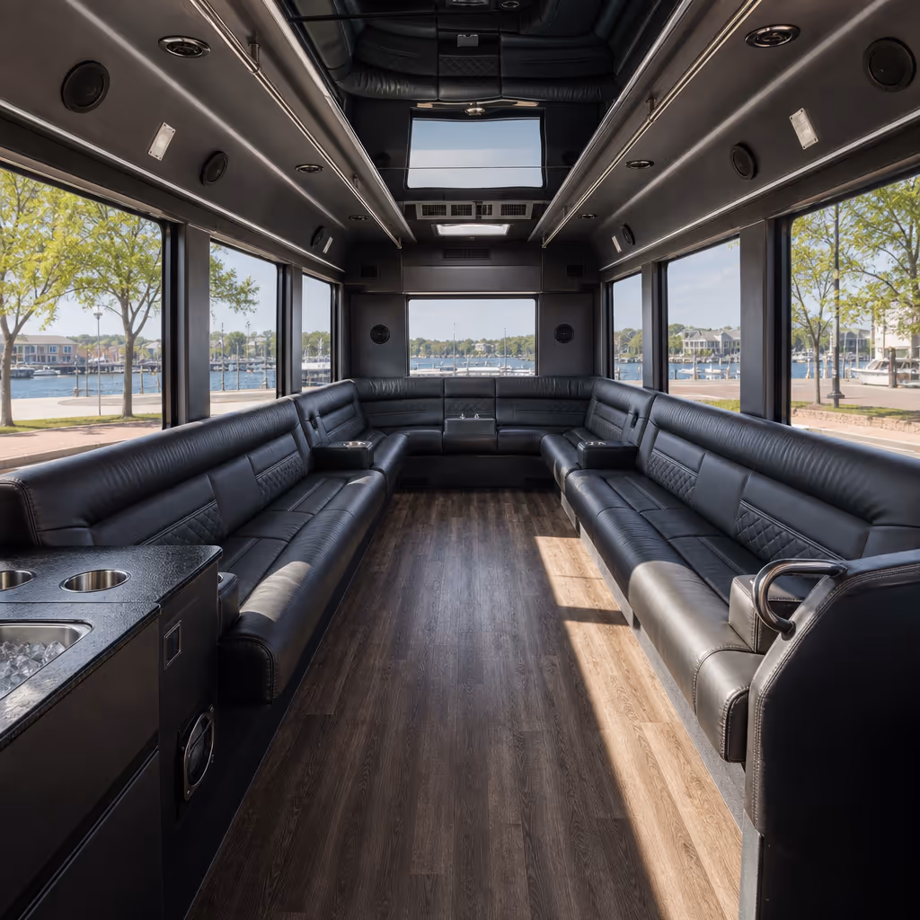 18 Passenger Party Bus Interior