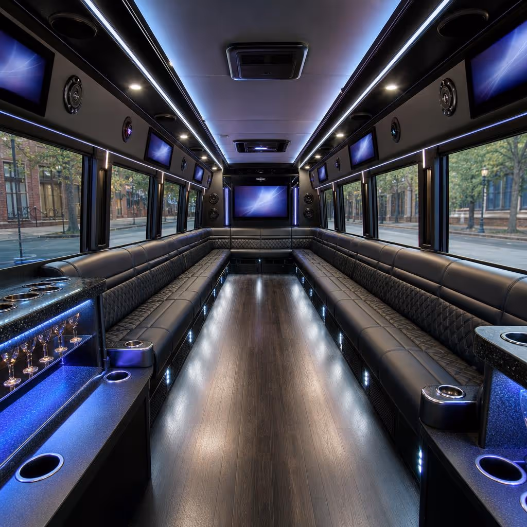 50 Passenger Party Bus Inside